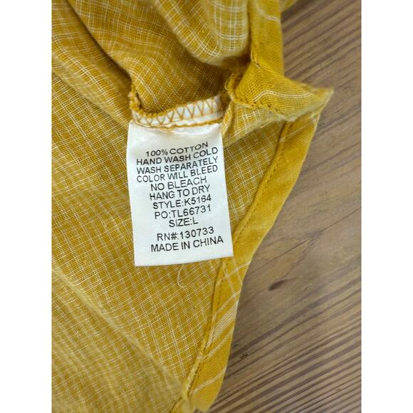 Umgee‎ Oversized Dolman Sleeve Blouse Mustard Yellow Plaid Large - Picture 4 of 7